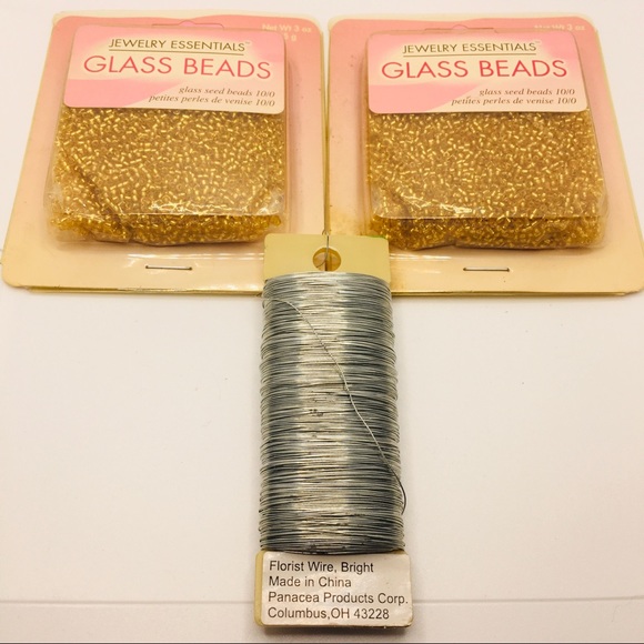 Jewerly Essentials Jewelry - GLASS BEADS IN GOLD COLOR. 3oz. Ea. Pkg! 3 pc